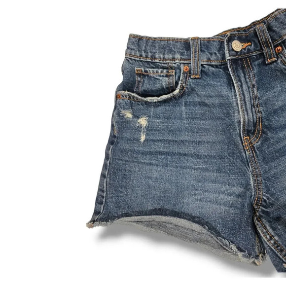 Old Navy Girls blue denim patriotic American Flag USA cut-off jean shorts sZ 16 - Picture 3 of 8